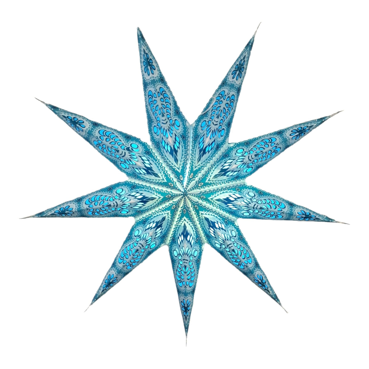YEPSIO Lantern Lampshade 9 Pointed Paper Star Light Shades Large 60cm Star Hanging Decorations for Christmas Wedding Home Decoration Birthday Party (Turquoise)