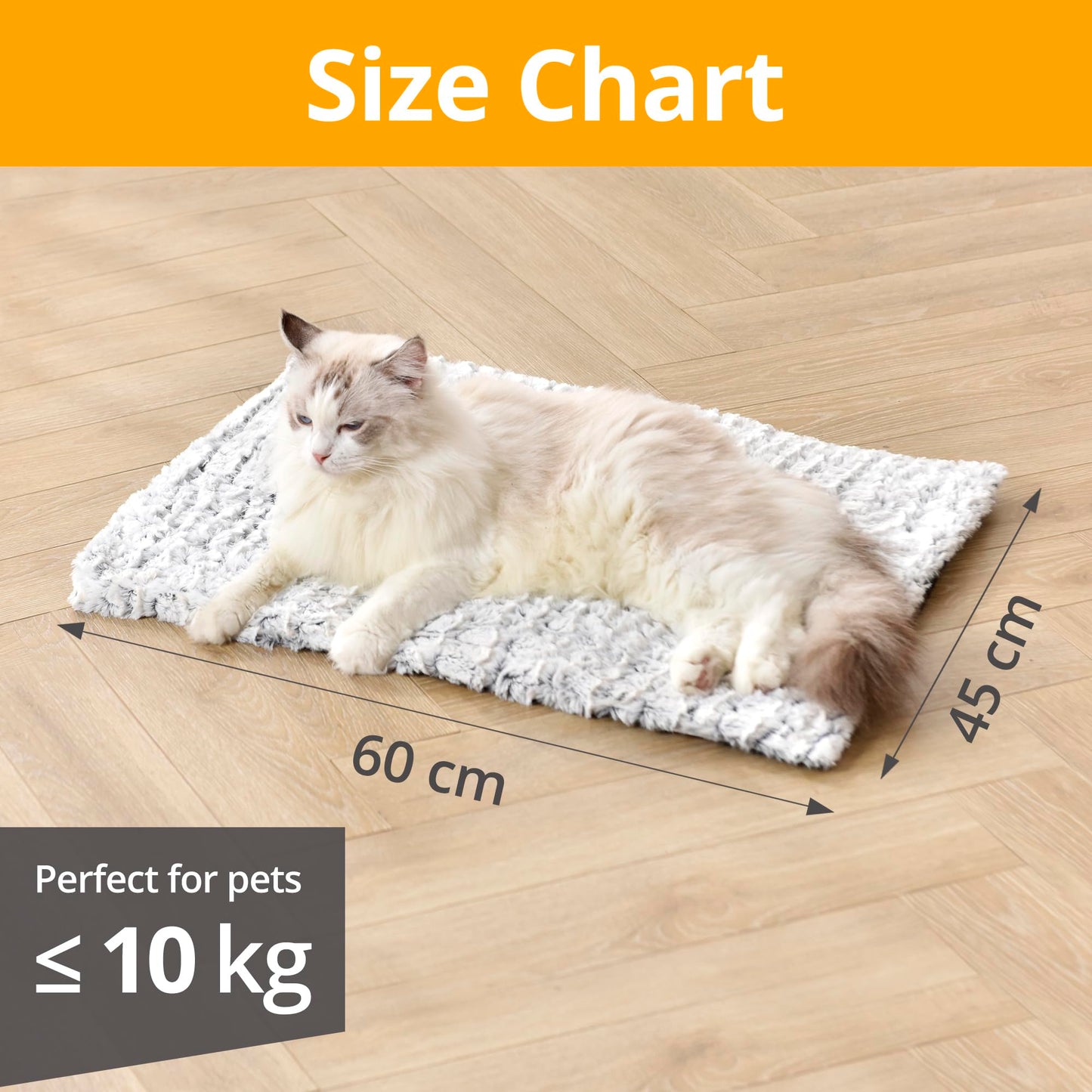 Petace Cat Self-heating Pad 60 x 45 cm, Pet Self-warming Bed, Electric-Free Heated Cat Mat, Warm Dog Blanket Machine Washable