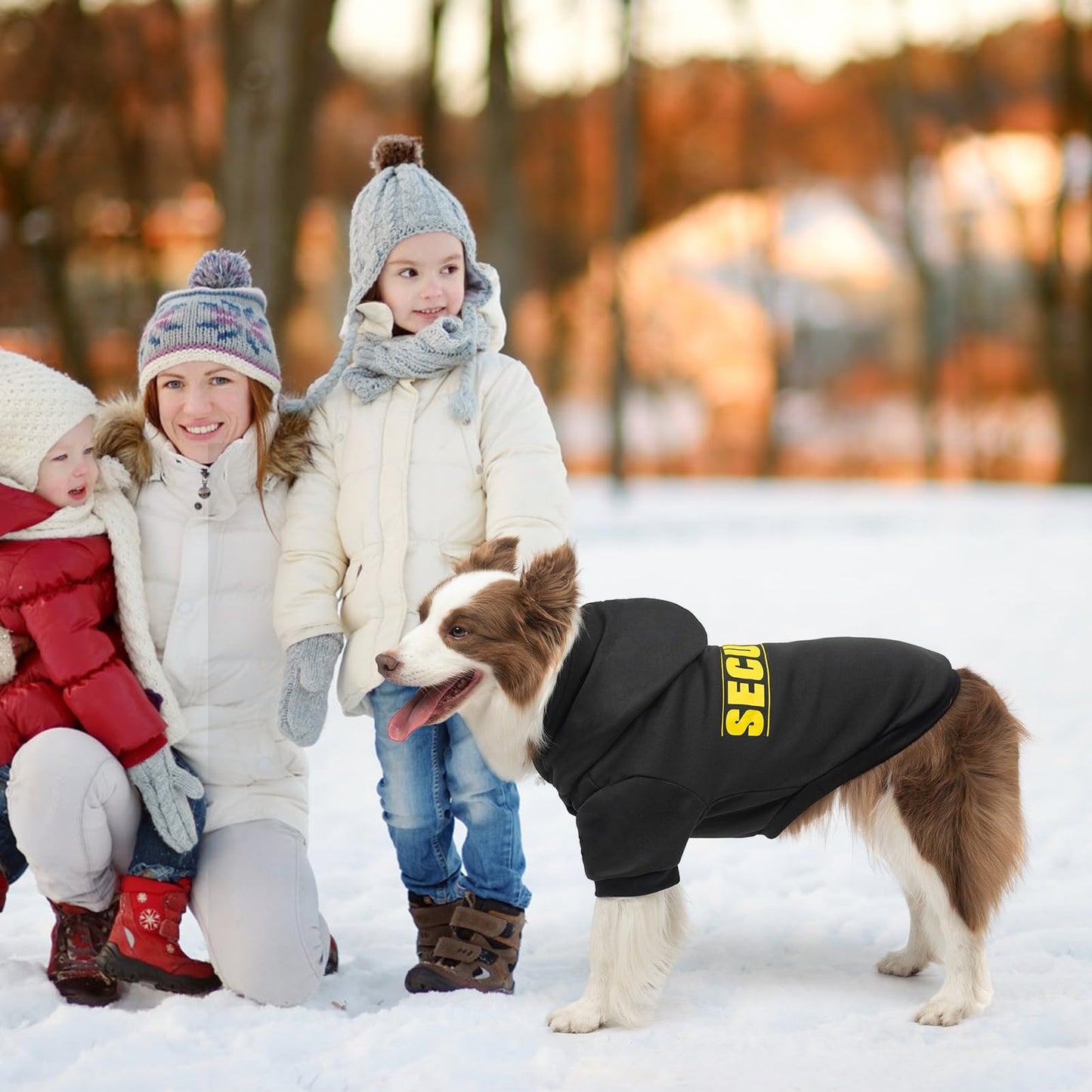 SCENEREAL Security Hoodie Sweaters for Small Medium Large Dogs, Halloween Costume Brushed Fleece Clothes With Hat, Soft Warm Winter Coat With Leash Hole for All Weather, M