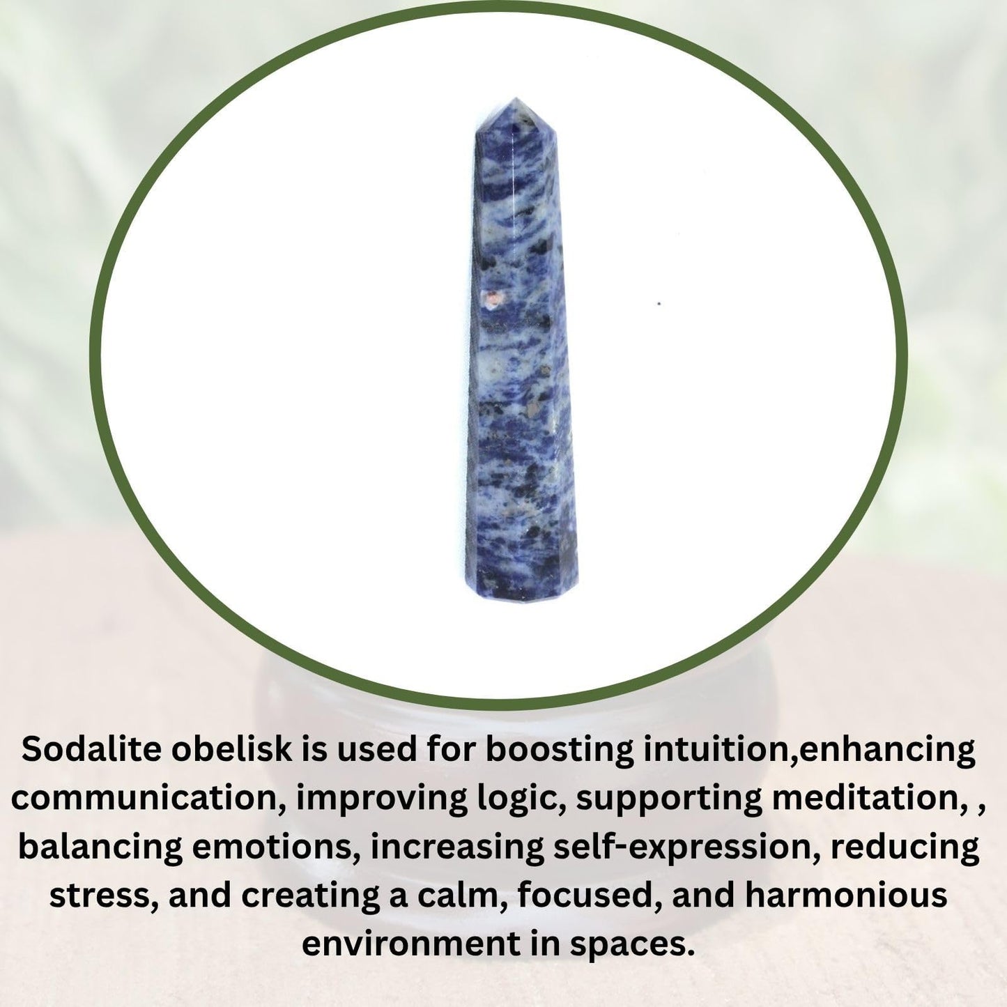 Jet Sodalite Obelisk Tower – Natural Polished Crystal Point for Home Decor & Desk Display, Gift-Ready Tower (3-3.5 Approx), Deep Blue Sodalite Crystal