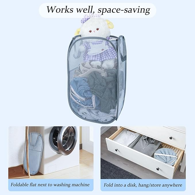 Upgraded 100L Extra Large Collapsible Laundry Hampers. Pop Up Laundry Basket