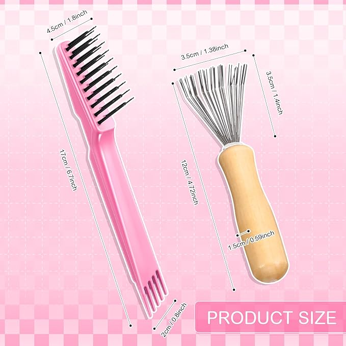 Boao 2 Pieces Hair Brush Cleaning Tool Comb Cleaner Brush Mini Comb Cleaning