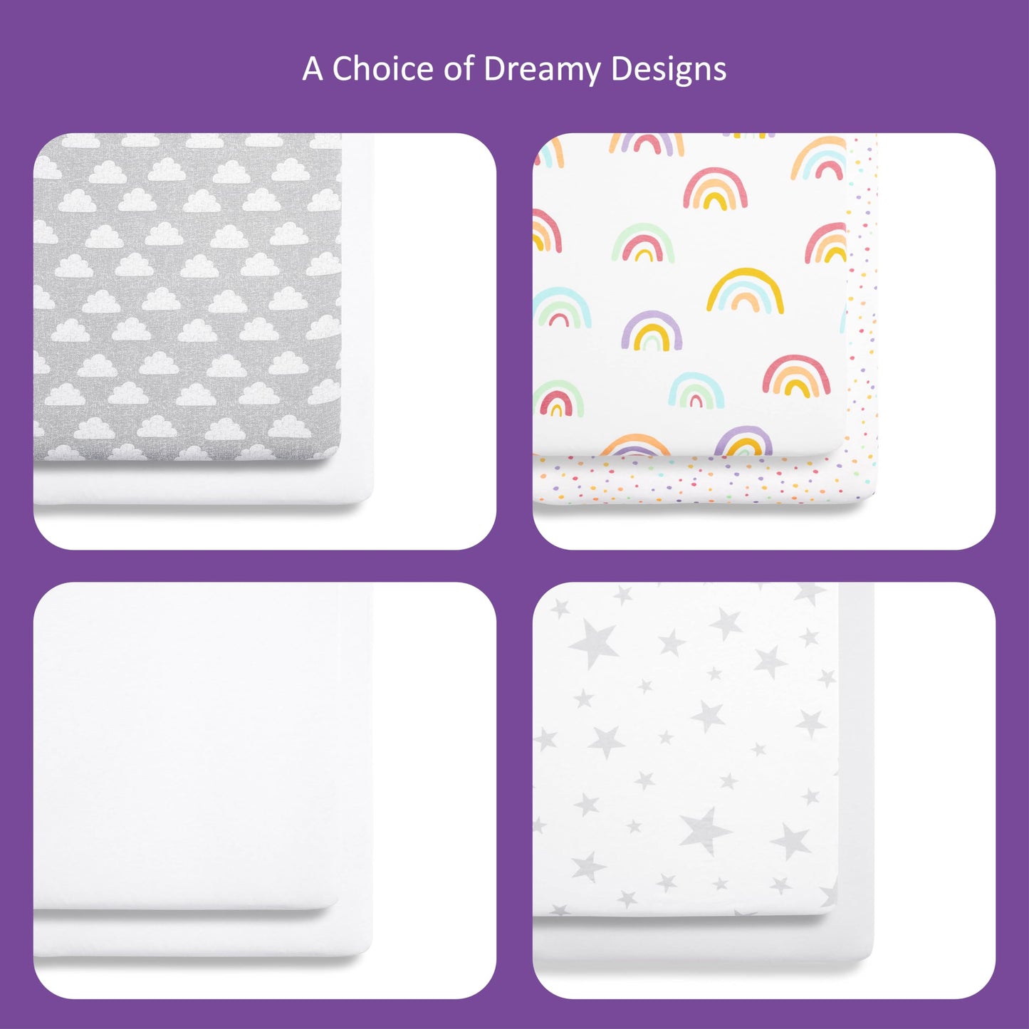2 Pack Crib Fitted Sheets 44 x 80cm – White – Light, Breathable & Luxurious Jersey Cotton Made to Last & Designed to Fit SnüzPod Bedside Cribs
