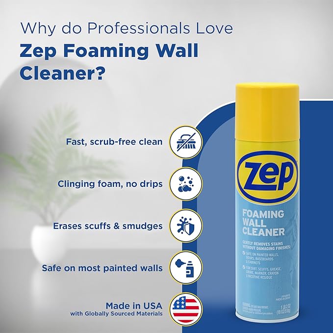 Zep Foaming Wall Cleaner - 18 oz ZUFWC18 - Removes Stains Without Damaging