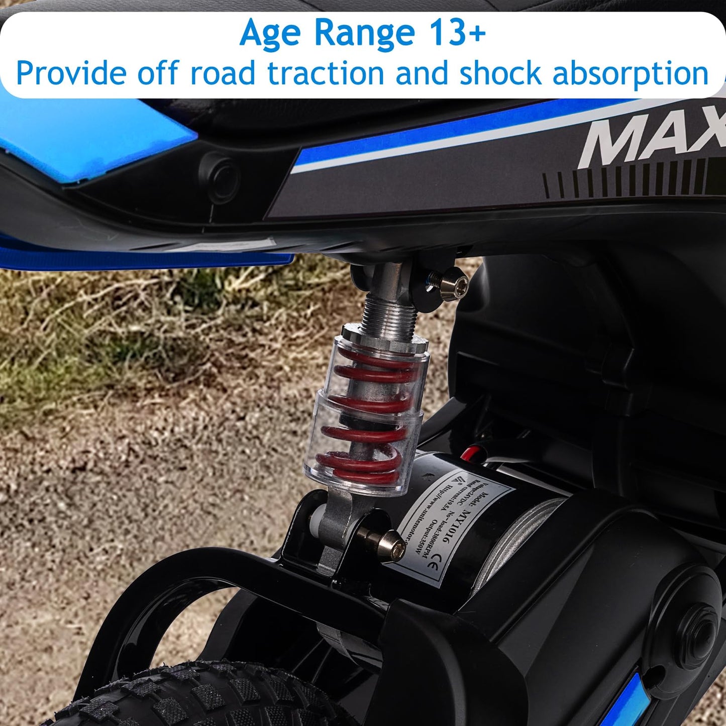 24V 350W Electric Dirt Bike for Kids – 3-Speed Modes, 14.29MPH Max Speed, ASTM-Certified Safe Motorcycle with Shockproof Suspension, Best Gift for Boys & Girls