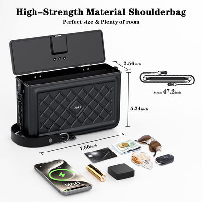 iDiskk Security Lock Box, Metal Safe Box with Anti-Theft with Fingerprint and Password Unlocking, MFi Certification Compatible with Find My App (iOS Only) Ideal for Secure Storage of Valuables