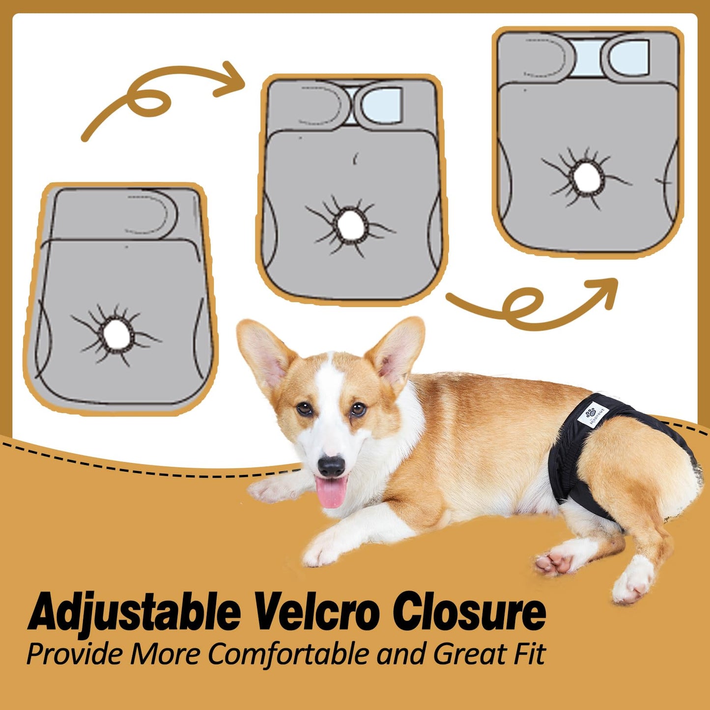 Hisprout 3-Pack Female Dog Diaper Incontinence Reusable Washable Breathable Durable Doggie Diapers Pants Dog Season Pants(M,Black)