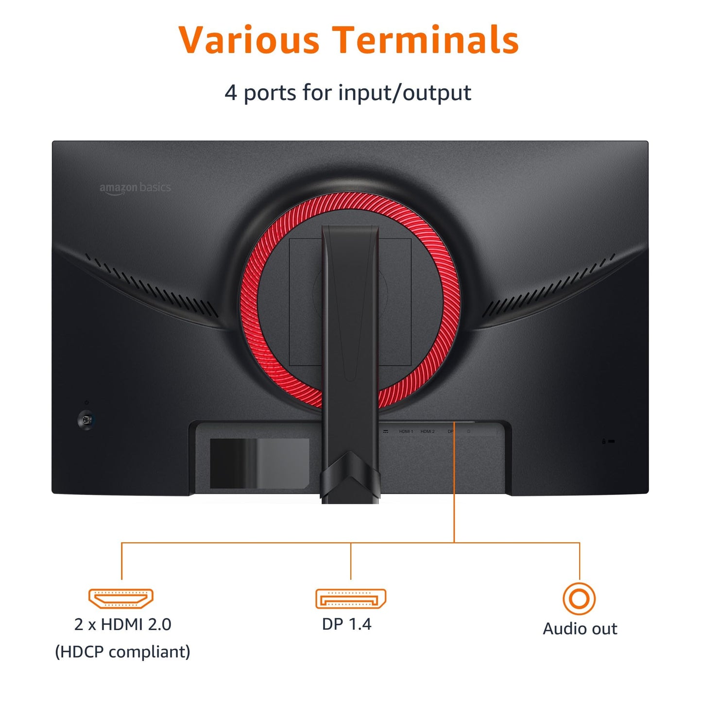Amazon Basics 24 in Monitor, FHD 1080P, Max 100Hz, VESA Compatible, Built-in Speakers, Black