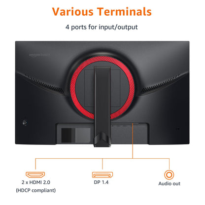 Amazon Basics 24 in Monitor, FHD 1080P, Max 100Hz, VESA Compatible, Built-in Speakers, Black