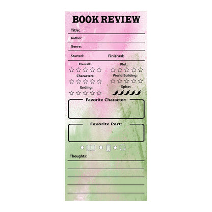 Book Review Bookmark, 3.5 x 8 Inch Book Tracker Note Pads Book Lovers Review Bookmark for Reading Journals (100 Pcs)