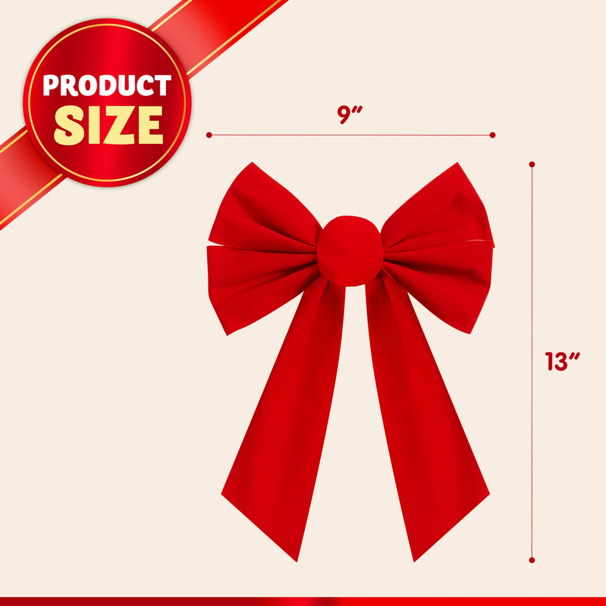 JOYIN 12 Pack Christmas Red Velvet Bows, 13" Long by 9" Wide Decorative Christmas Bows for Wreath Garland Tree Decor, Indoor Outdoor Holiday Decoration
