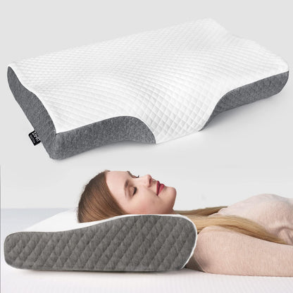 ZAMAT Memory Foam Pillow for Neck Pain Relief, Adjustable Orthopedic Ergonomic Cervical Pillow for Sleeping with Washable Cover, Bed Pillows for Side, Back, Stomach Sleepers
