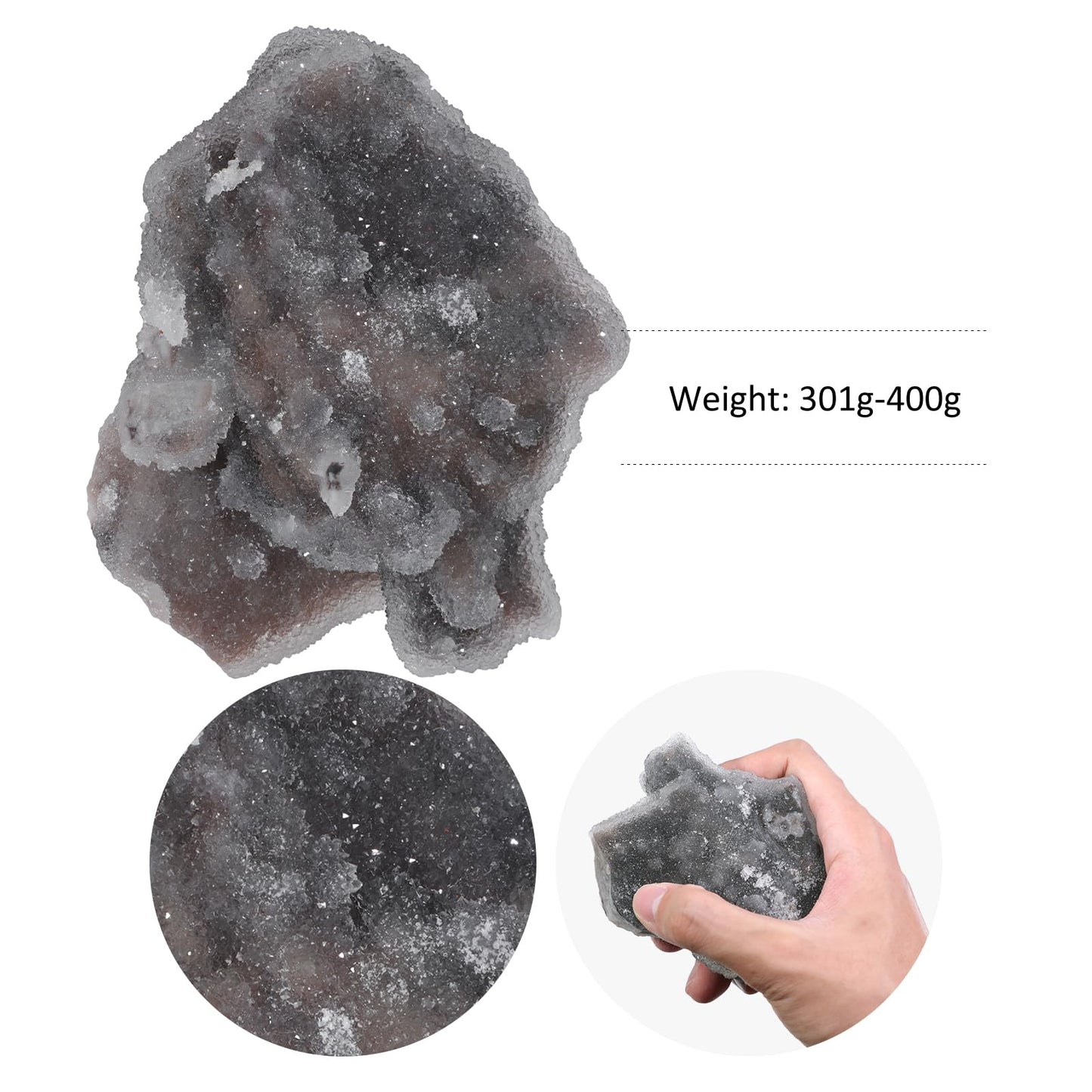 TUMBEELLUWA Natural Raw Sphalerite Geode Cluster for Home Decor, Irregular Shape Crystal Specimen Healing Stone Diffusers for Essential Oils, 0.66-0.88 LBS