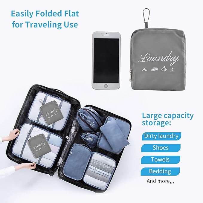 JHX Travel Laundry Bag, Dirty Clothes Bag 【Upgraded】