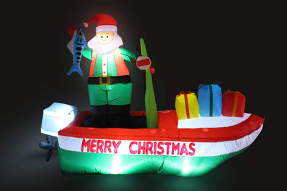 8 Foot Long Inflatable Santa Claus on a Fishing Boat