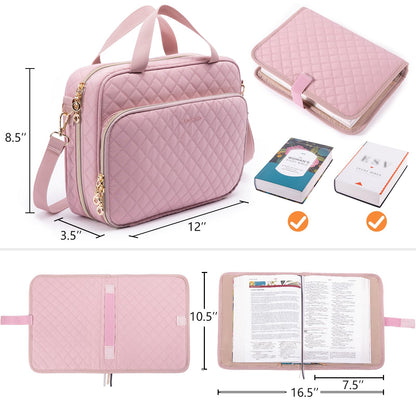 IMAGINING Large Bible Case with Bible Cover for Women - Bible Carrying Case with Shoulder Strap - Bible Bag Packed in Gift Box - Bible Carrier with Pockets for Bible Study Suppliers - Bible Gift Girls