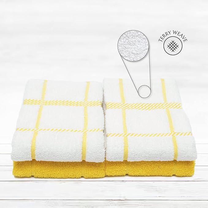 100% Cotton Terry Dish Towels, 4 pack16 x26 Inches, Super Soft and Absorbent