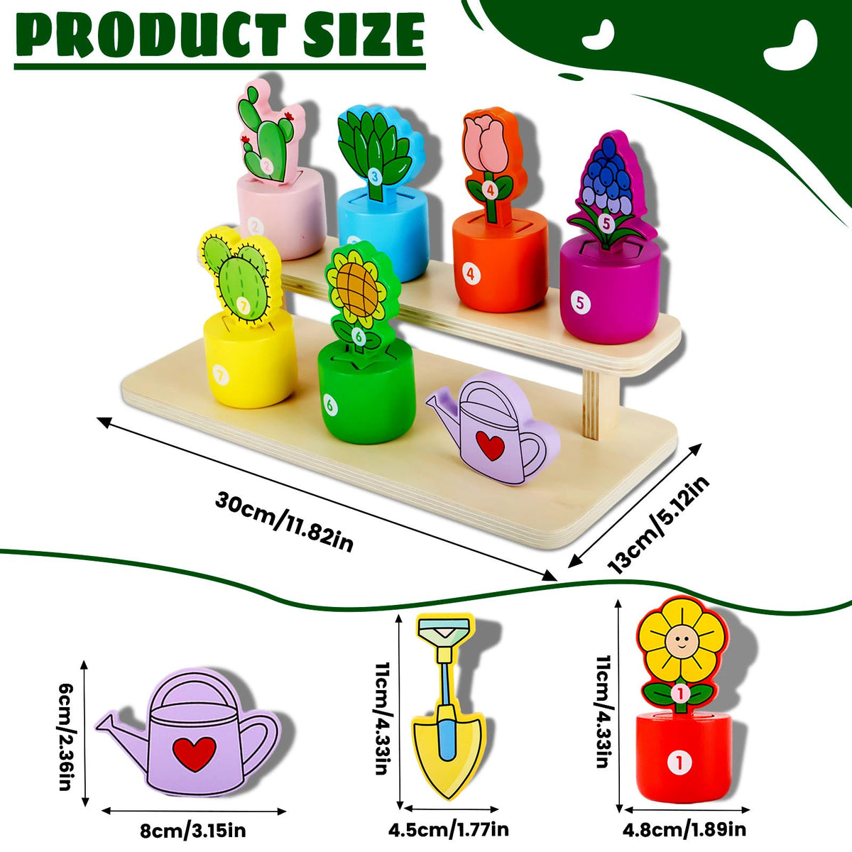 Scuwtocn Montessori Toys Wooden Flower Garden for 2 Year Old Girls