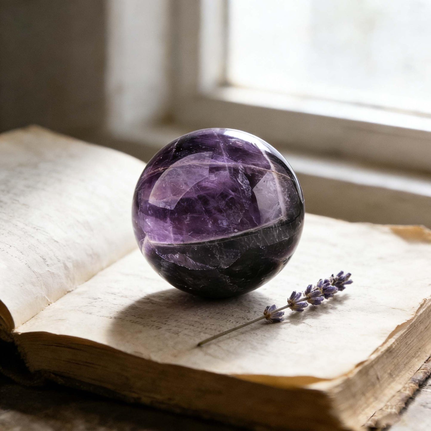 AierCrystal Natural Stone Crystal Sphere Feng Shui Home Decoration Ball Positive Energy Scrying Orb for Meditation Tool for Spiritual Space Purification Globe Diameter6-7cm Amethyst Sphere