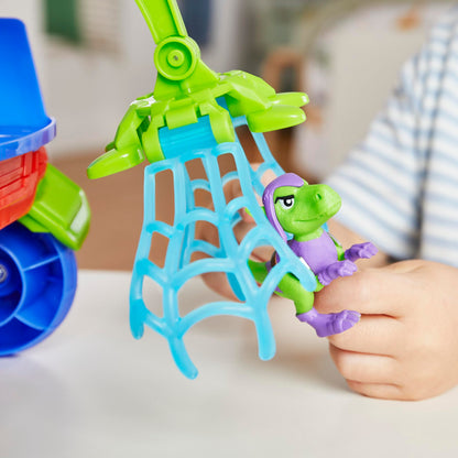 Spidey and his Amazing Friends Marvel Dino-Webs Crawler Toy Car Playset, Spider-Man & Goblin Raptor 4-Inch Action Figures, Kids Ages 3 & Up