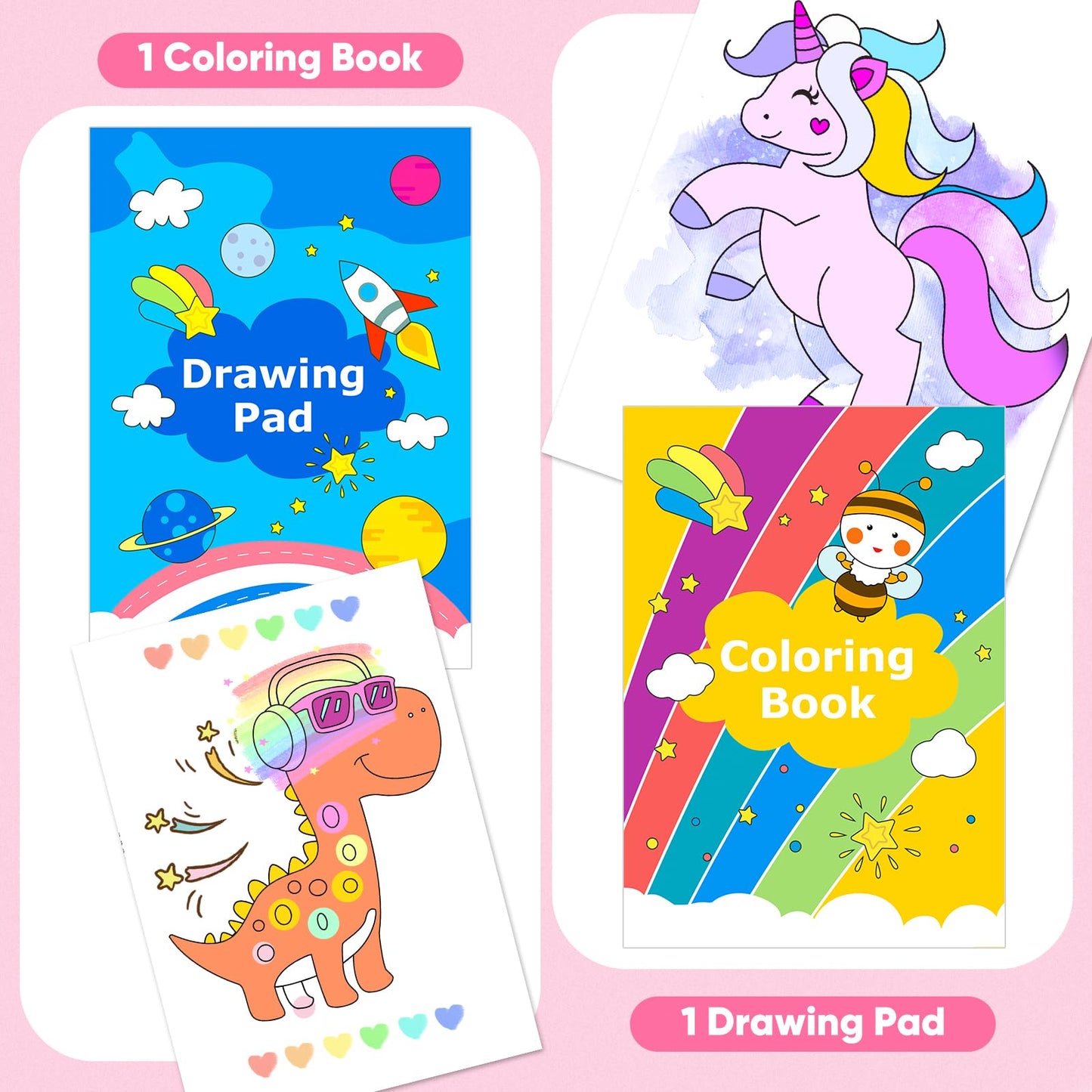 iBayam Art Supplies, 149-Pack Drawing Kit Painting Art Set Art Kits Gifts Box, Arts and Crafts for Kids Girls Boys, with Coloring Book, Crayons, Pastels, Pencils, Watercolor Pens (Pink)