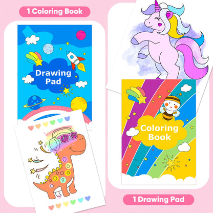 iBayam Art Supplies, 149-Pack Drawing Kit Painting Art Set Art Kits Gifts Box, Arts and Crafts for Kids Girls Boys, with Coloring Book, Crayons, Pastels, Pencils, Watercolor Pens (Pink)