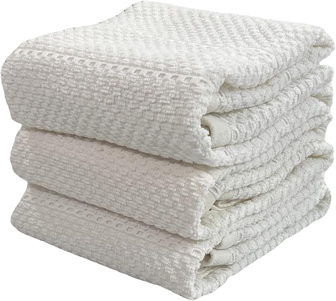 Serafina Home White Kitchen Hand Dish Towels: 100% Cotton Cloth Soft Cleaning