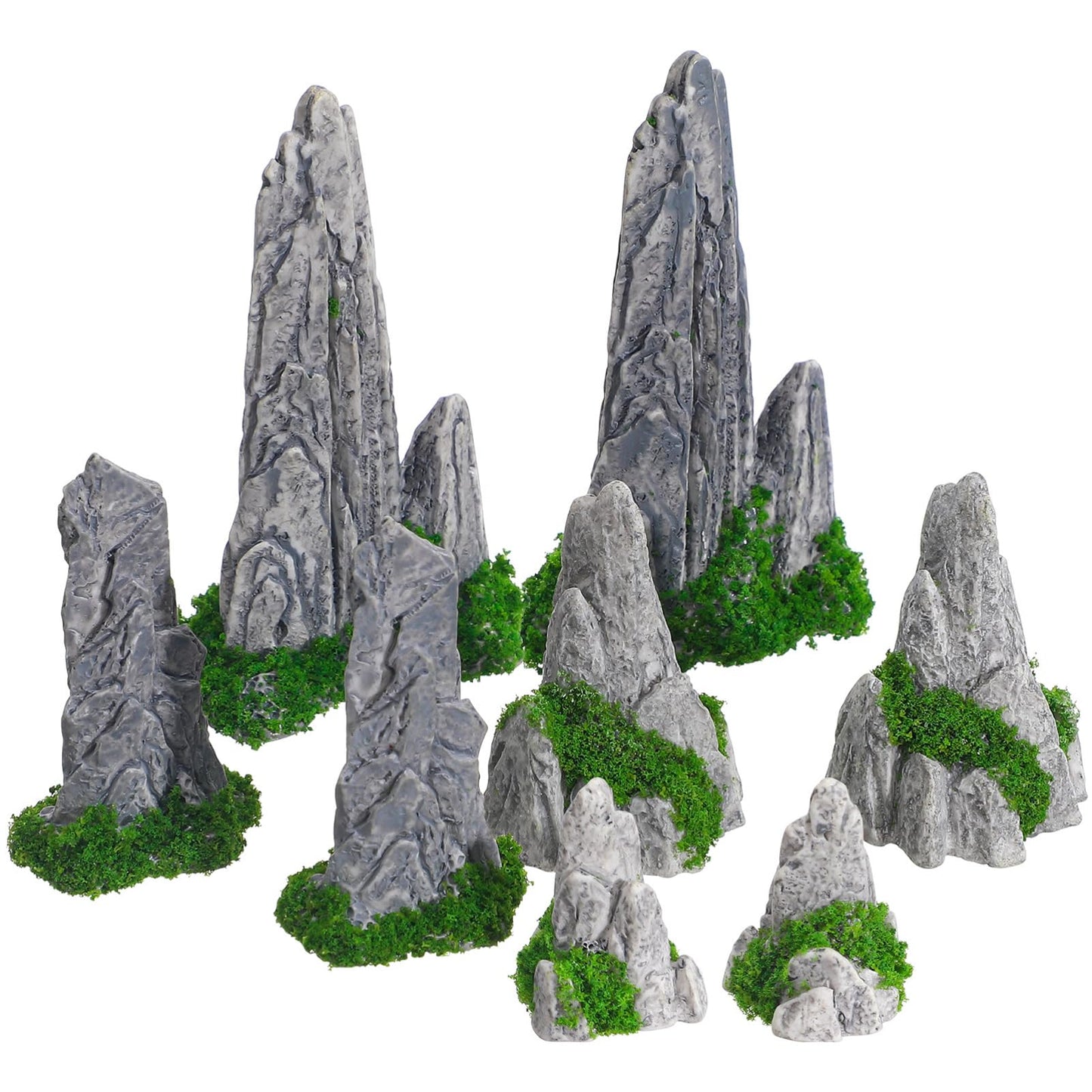 8Pcs Mini Rockery Zen Garden Accessories, Miniature Mountain Terrarium Decor for Bonsai Tree, Realistic Resin Rocks Figurines for Fairy Garden, DIY Plant Pot