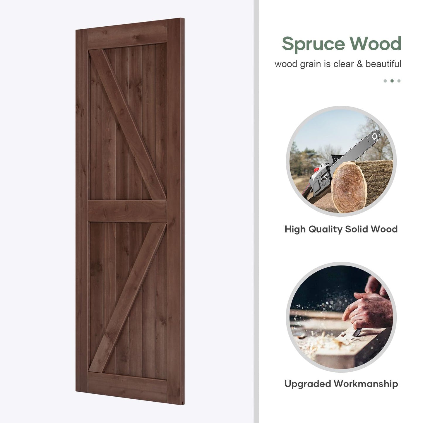ROYMELO Double 36x84 inch Sliding Barn Wood Door Slab with 6.6ft Hardware Kit and Handle