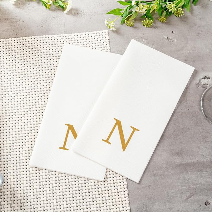 Luxenap 15.8 X 7.9 Inch Linen-Feel Guest Towels, 50 Lettered Hand Towels