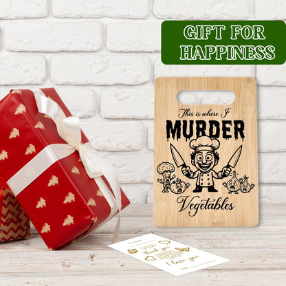 Funny Bamboo Cutting Board, This Is Where I Murder Vegetable Cutting Board, Housewarming Birthday Gifts for Family Friends, Chopping Boards for Kitchen Decor -020
