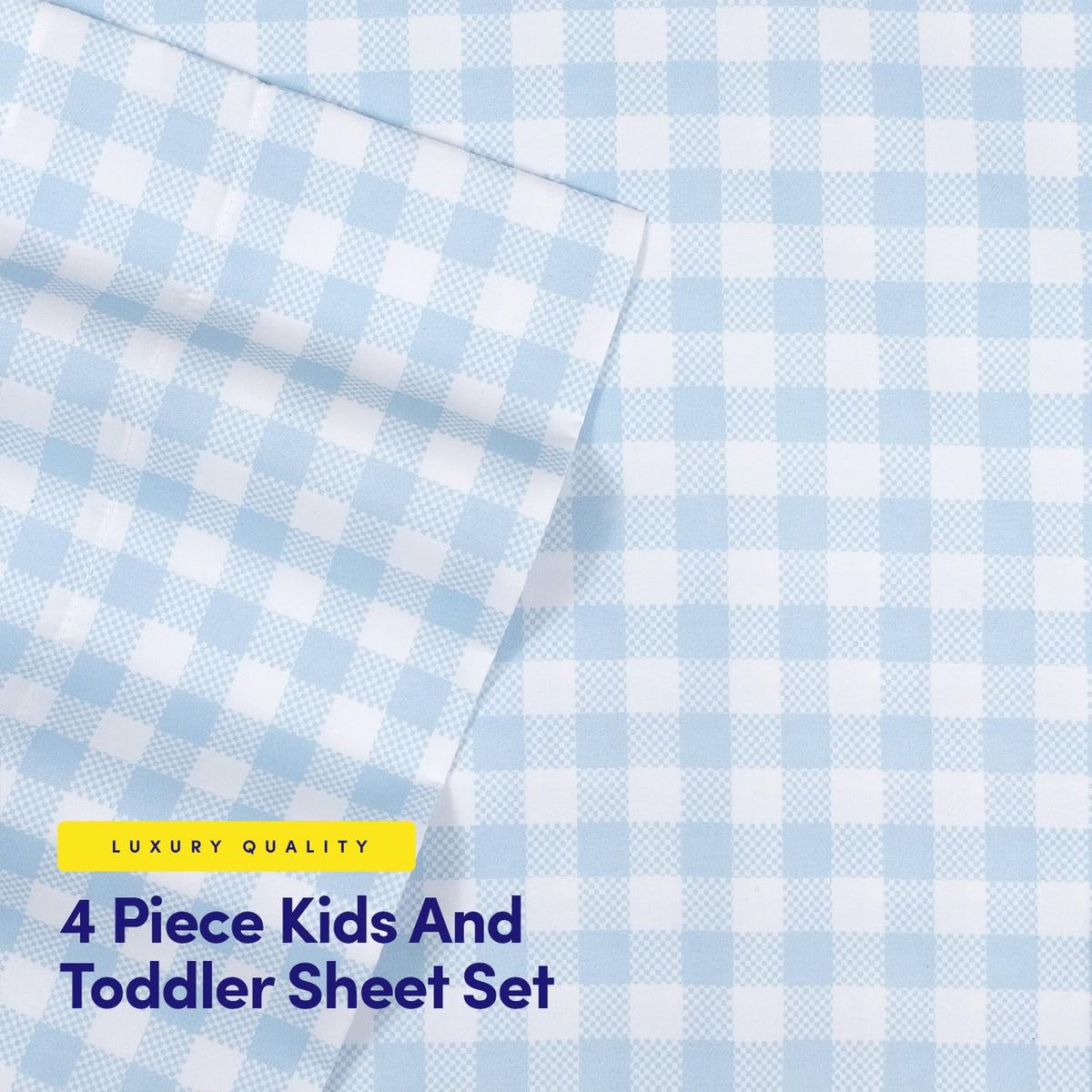 1500 Supreme Kids Bed Sheet Collection - Fun Colorful and Comfortable Boys and Girls Toddler Sheet Sets - Deep Pocket Wrinkle Free Soft and Cozy Bedding - Twin XL, Blue Gingham