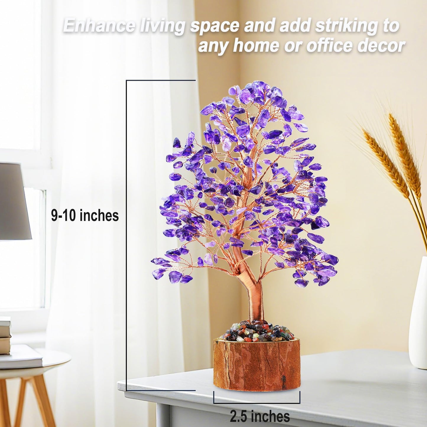 Tizzomx Amethyst Crystal Healing Chakra Tree of Life, Sister Women Mom Birthday Gifts Positive Energy & Good Luck, Bonsai Gem Stone Feng Shui Money Tree House Home Office Room Desk Spiritual Decor