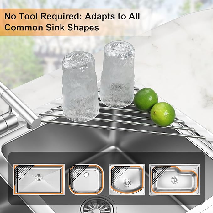 Sink Caddy Sponge Holder for Kitchen Sink, Small Dish Drainer for Kitchen