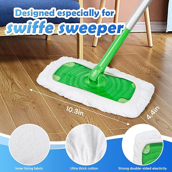 5 Pack Reusable 100% Cotton Mop Pads Compatible