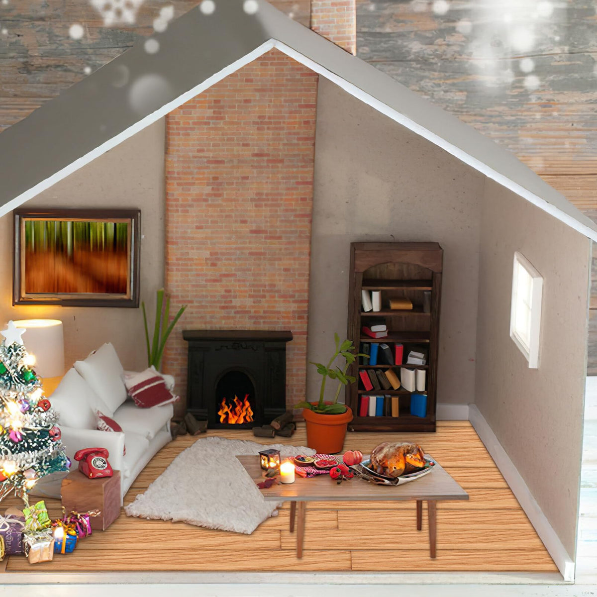 TOYANDONA 40pcs Miniature Dollhouse Flooring and Dollhouse Desk Lamp