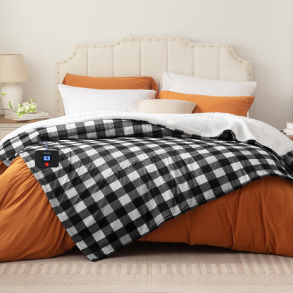 Westinghouse Heated Throw Blanket, Flower Jacquard Electric Blanket Throw with 6 Heating Levels and 2-10 Hours Auto-Off, Flannel to Sherpa Super Cozy Heated Blanket, Machine Washable (50" x 60" Beige)