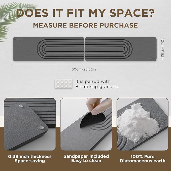 Faucet Mat for Kitchen Sink, Diatomite Stone Drying Sink Protectors, Bathroom
