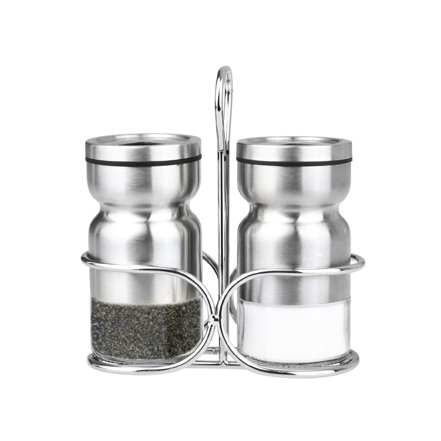 Cuisinox Stainless Steel Salt & Pepper Shakers Set, with Caddy, 4" each