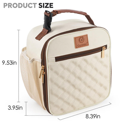 Genteen Lunch Box Lunch Bag for Men Women Kids Adults,Insulated Waterproof LunchBox Cooler,Small for Work Office School Travel Picnic-White