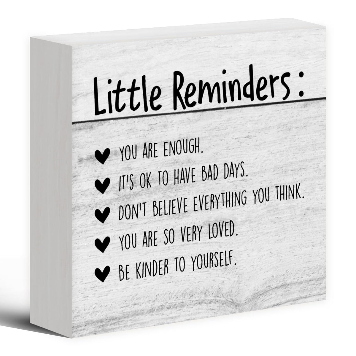 Luipk Inspirational You Are Enough Wood Box Sign Desk Decor, Mental Health Wood Box Sign Desk Decor Motivational Wooden Block Decorations for Home Office Dorm Room Wall Tabletop Shelf