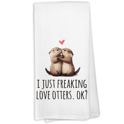 KTYHD Otter Bathroom Gifts Decor Hand Towels - I Just Freaking Love Otters Kitchen Towels, Otter Animal Bathroom Hand Towels, Otters Gifts for Women, Home & Kitchen
