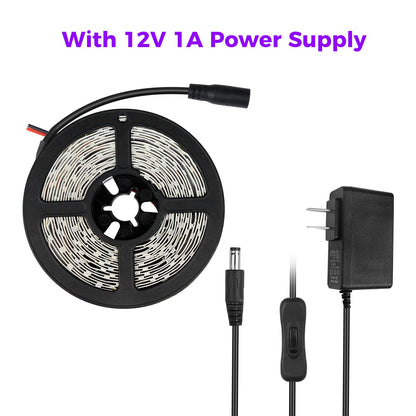 YGS-Tech 24 Watts UV Black Light LED Strip, 16.4FT/5M 3528 300LEDs 395nm-405nm Waterproof IP65 Blacklight Night Fishing Sterilization implicitly Party with 12V 2A UL Listed Power Supply