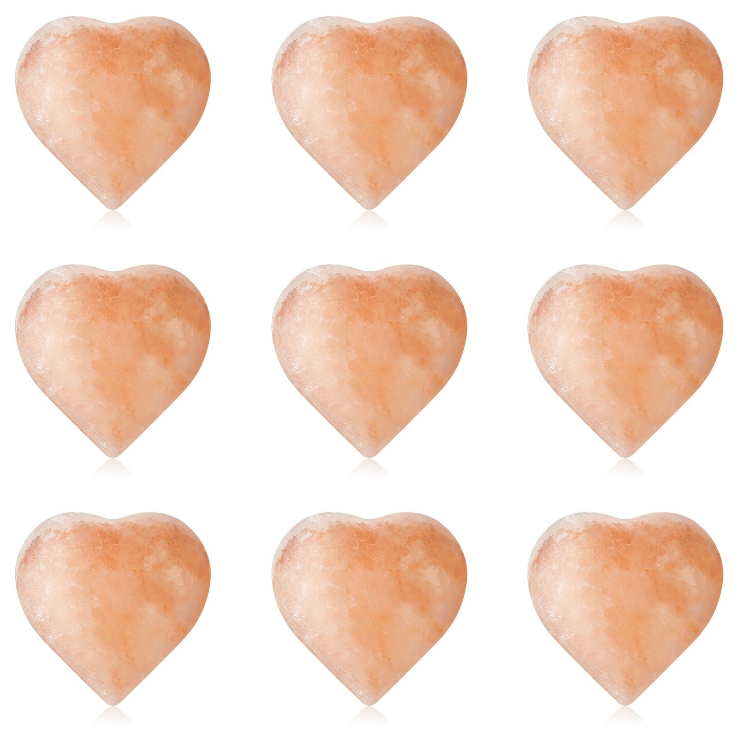 Swiffen 10 Pcs 3 Inch Heart Healing Stone Bulk, Natural Pink Himalayan Salt Massage Crystal, Polished Love Worry Stones for Spa, Wellness Routines, Full Body Massage, Anxiety Relief Gifts for Women