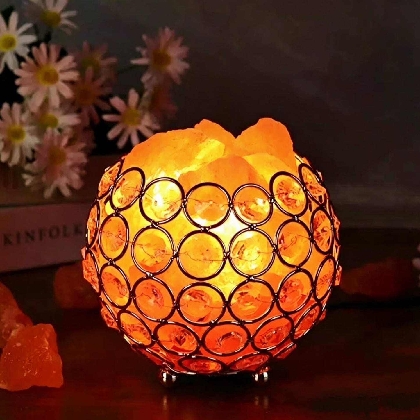 Natural Himalayan Pink Salt Lamp, Dimmable Single Lighting, Plug-in Powered, Crystal Salt Rock Lamp, Glow Night Light for Bedroom Office, UL & ETL Certified Cord
