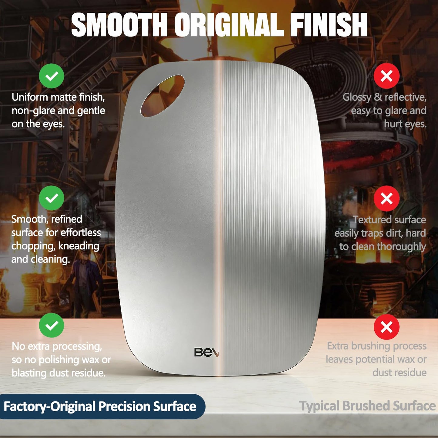 Beviss Real 99.85% Pure Titanium Cutting Board Non-Toxic 11.45" x 8.15"- BPA Free, Lightweight & Durable Kitchen Chopping Board for Meat, Vegetables, Fruits, Suitable for Outdoor Carrying