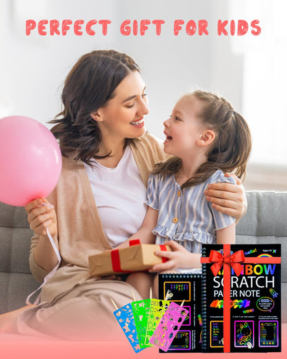 OSLINE Arts and Crafts for Kids Ages 3-5-10 Girls Boys,Rainbow Scratch Paper Art Notebooks,Art Supplies Kit for Gift, Party Favor Toys for 4-8 Year Old,Easter Birthday Gifts for Kids 6-12