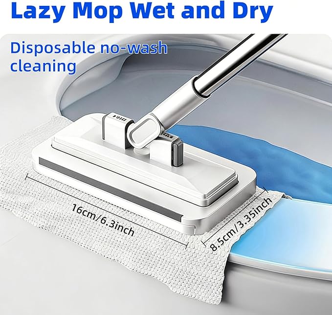 Snap Grip Mini Mop Stick with 39in Handle — Zero-Touch Gap Dust Cleaner &