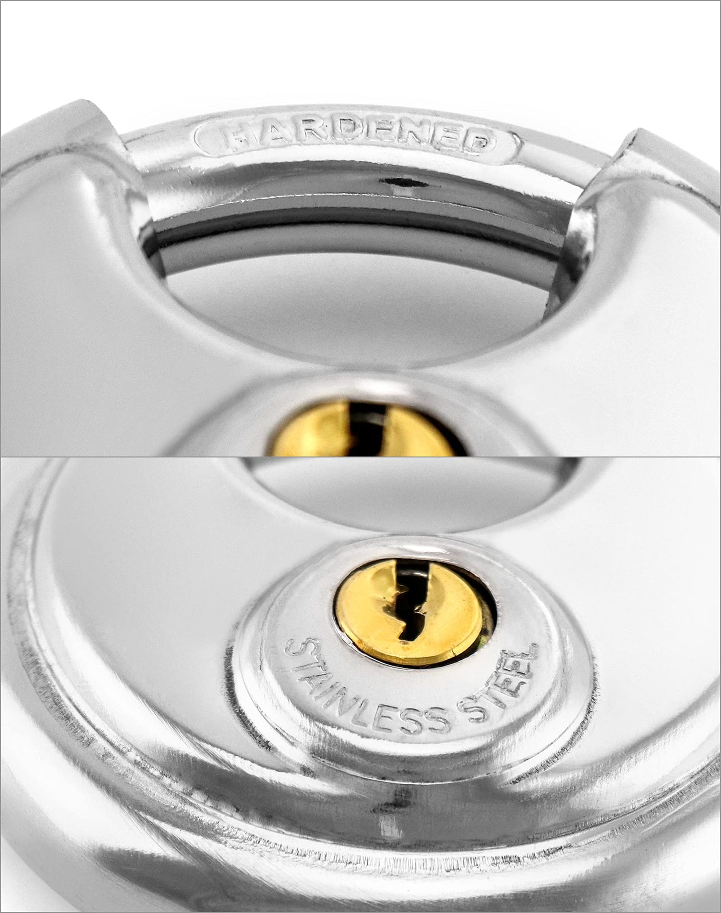 QWORK Disc Locks, 1 Pack Heavy Duty Steel Keyed Padlock Disc Storage Locks for Storage Unit, Moving Trailers, Shed, Fence, 3/8" Shackle