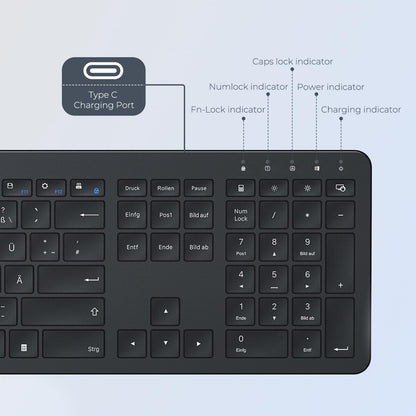 seenda Rechargeable Wireless Keyboard and Mouse, SK38-3 Ultra Slim Quiet USB Keyboard and Mouse Set for Windows Laptop PC, Full-Size QWERTY UK Layout, Black